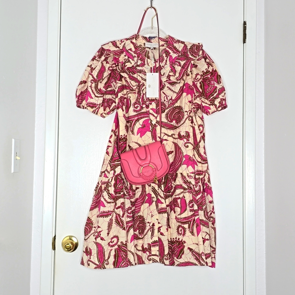 caroline constas sasha pink print dress